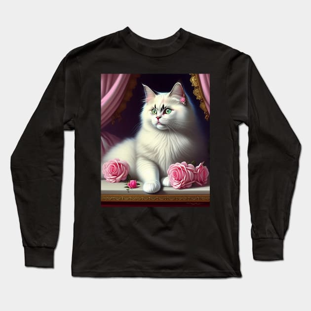 Luxury Ragdoll With Roses Long Sleeve T-Shirt by Enchanted Reverie